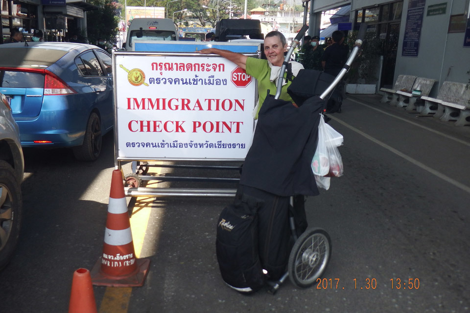 Mother and Son Crossing Thailand